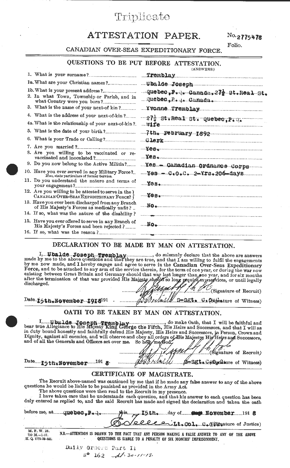 Personnel Records of the First World War - CEF 638328a