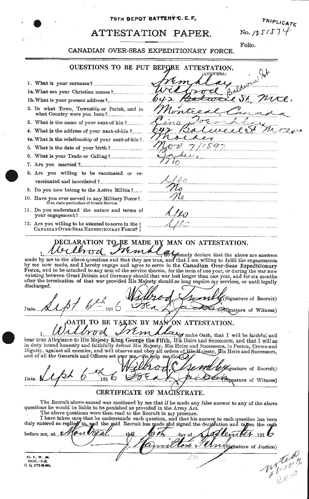 Personnel Records of the First World War - CEF 638340a
