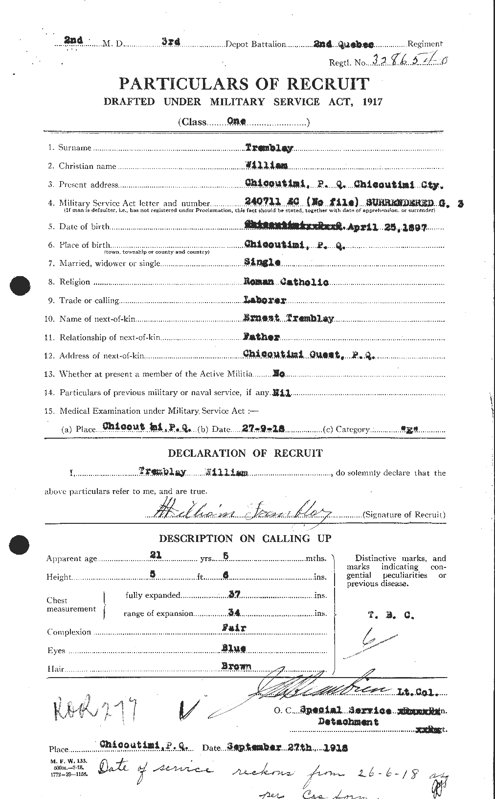 Personnel Records of the First World War - CEF 638344a