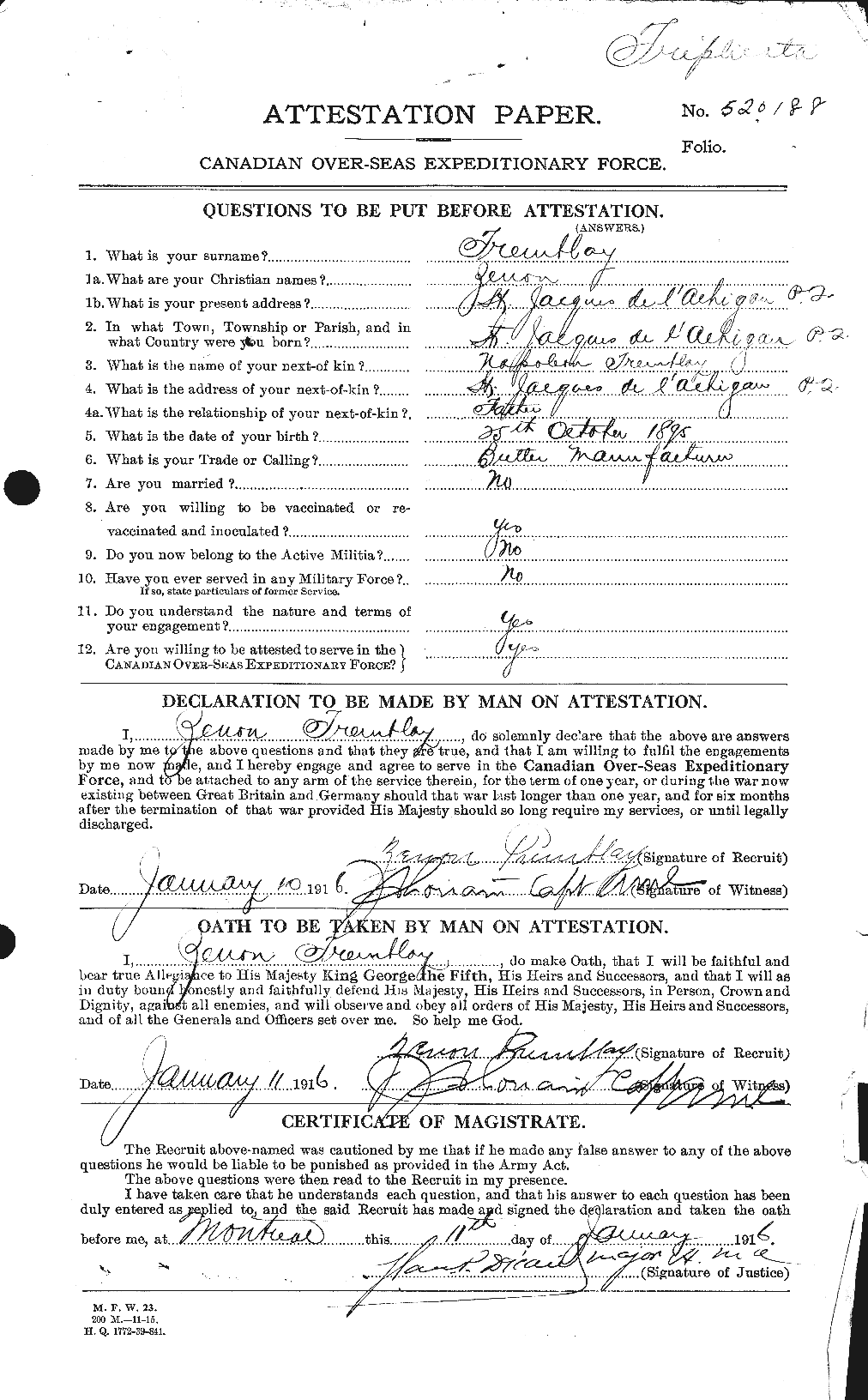 Personnel Records of the First World War - CEF 638353a