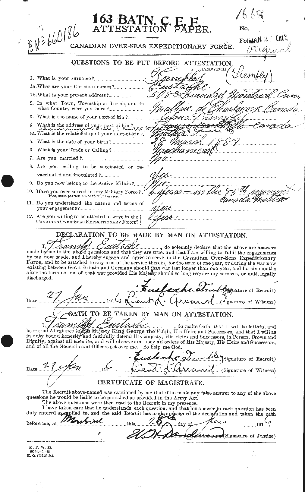 Personnel Records of the First World War - CEF 638387a