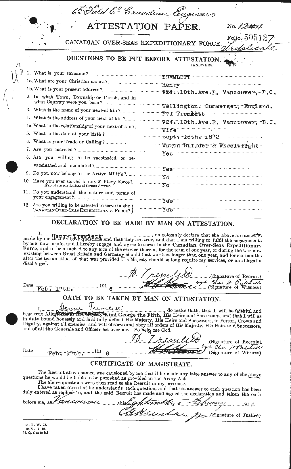 Personnel Records of the First World War - CEF 638404a