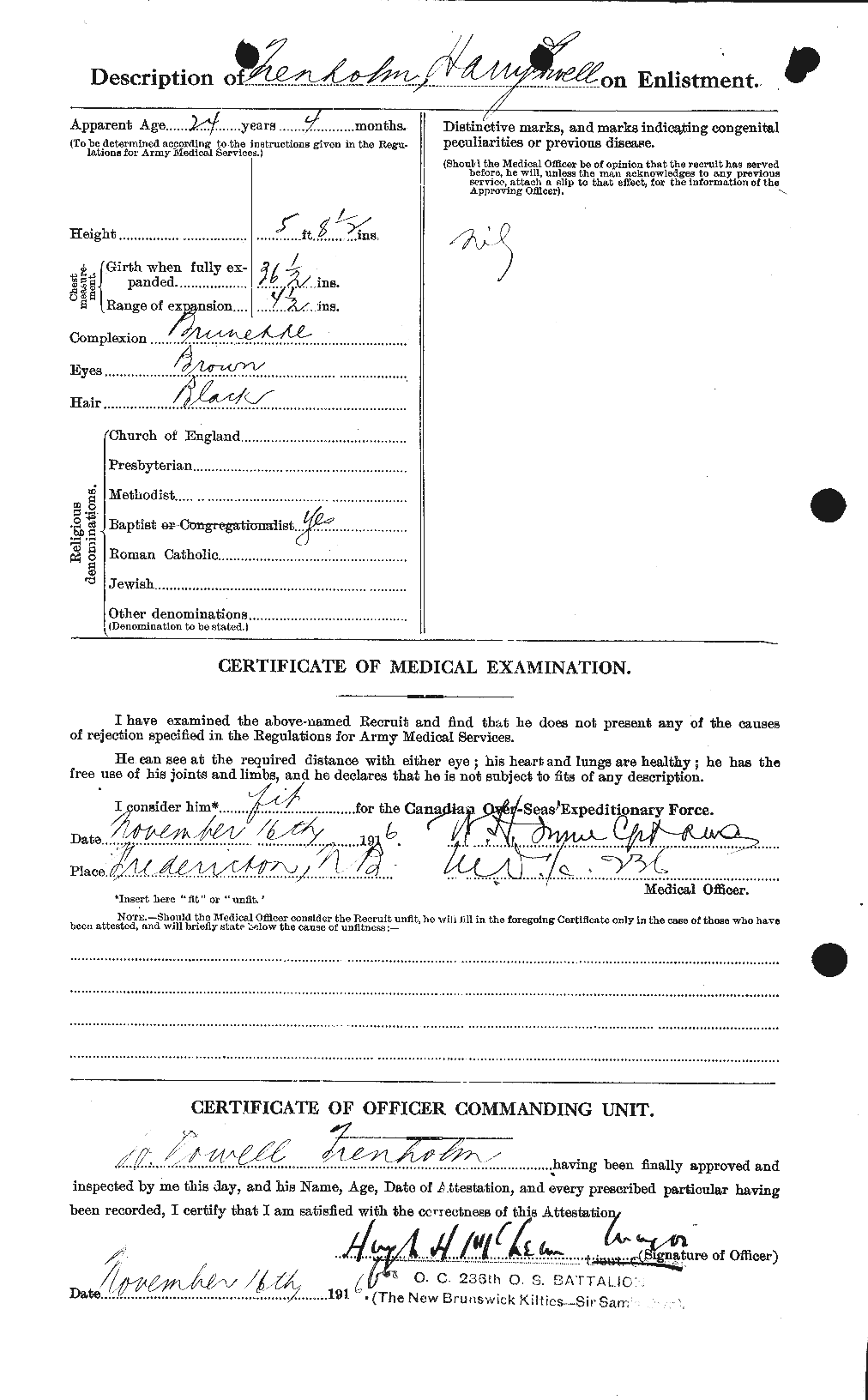 Dossiers du Personnel de la Première Guerre mondiale - CEC 638459b