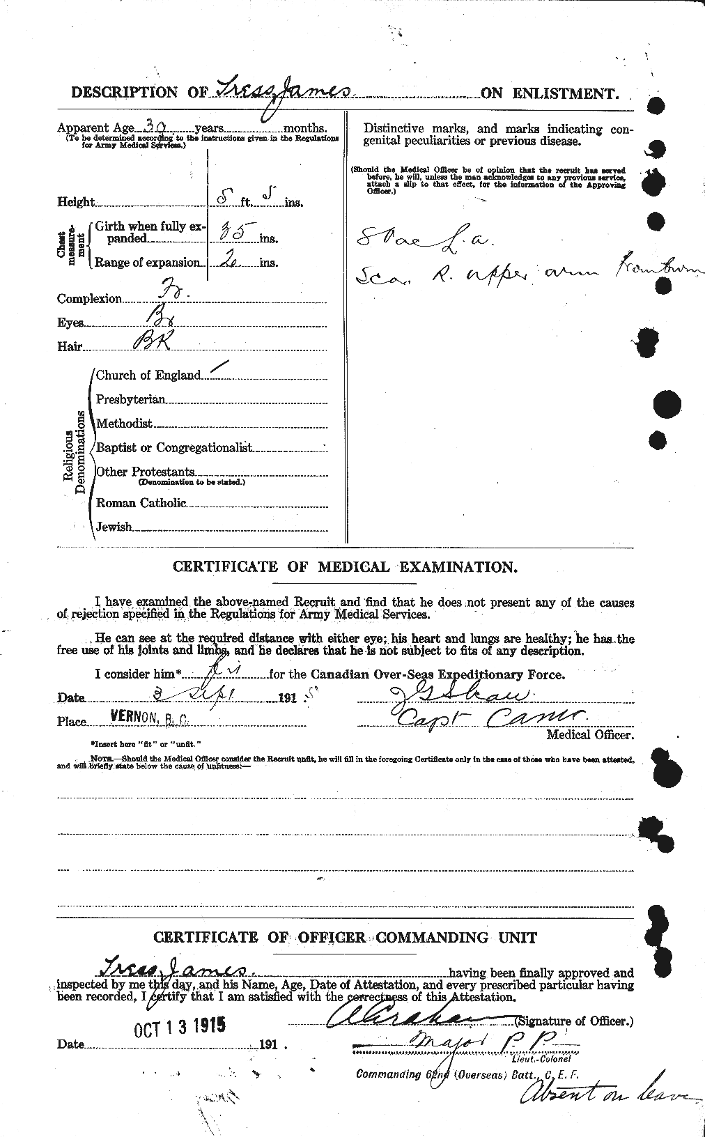 Dossiers du Personnel de la Première Guerre mondiale - CEC 638589b
