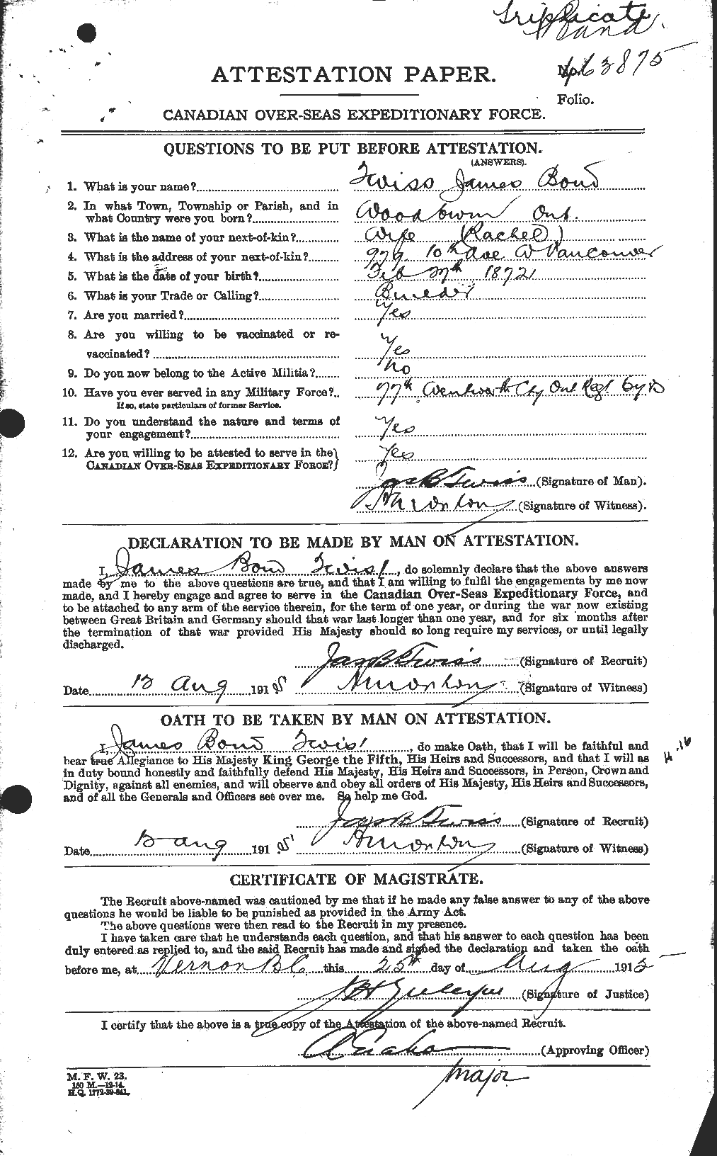 Personnel Records of the First World War - CEF 638896a