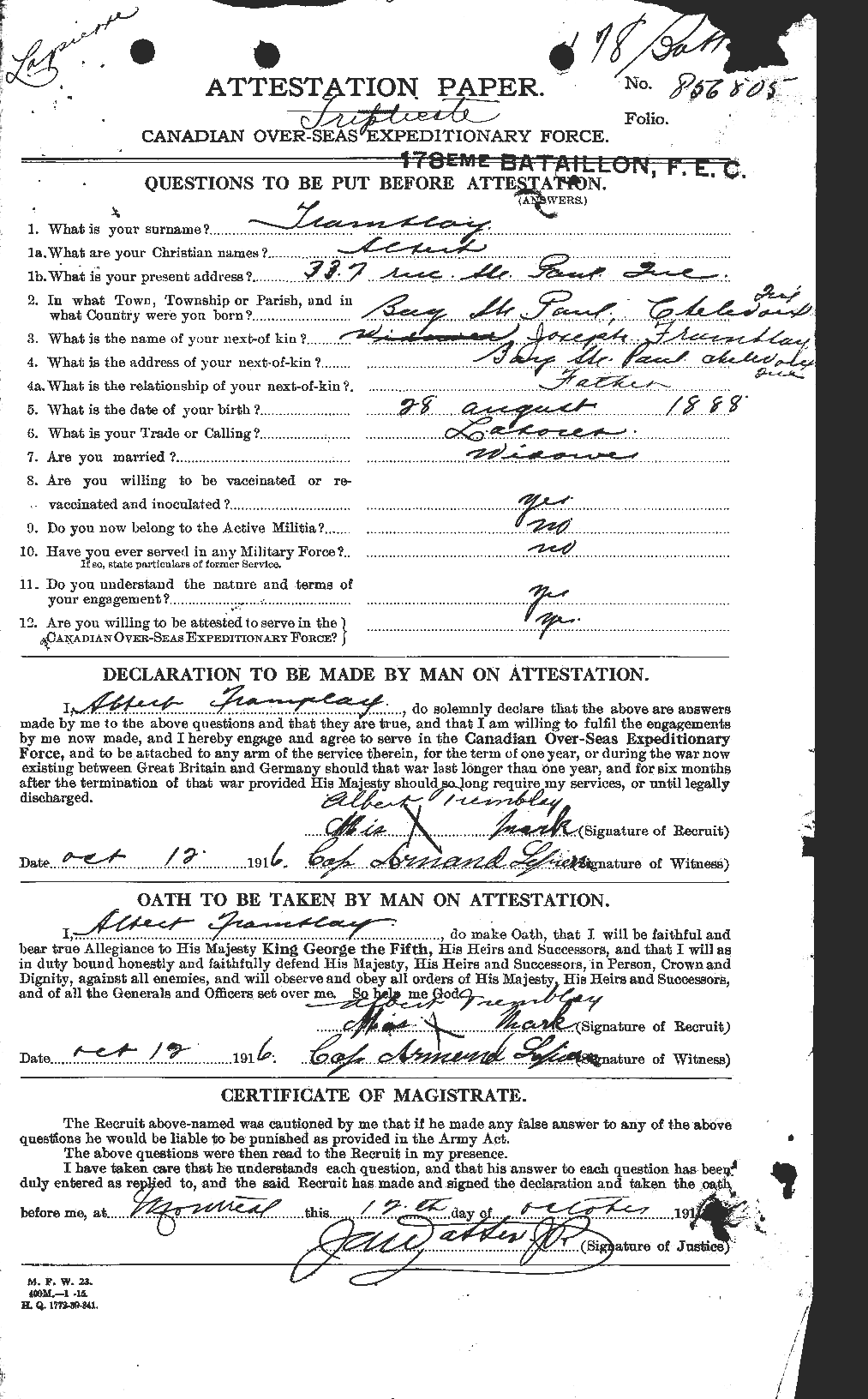 Personnel Records of the First World War - CEF 638904a