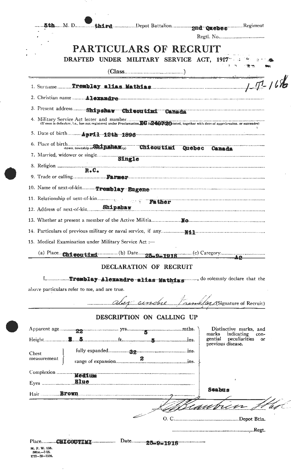Personnel Records of the First World War - CEF 638908a