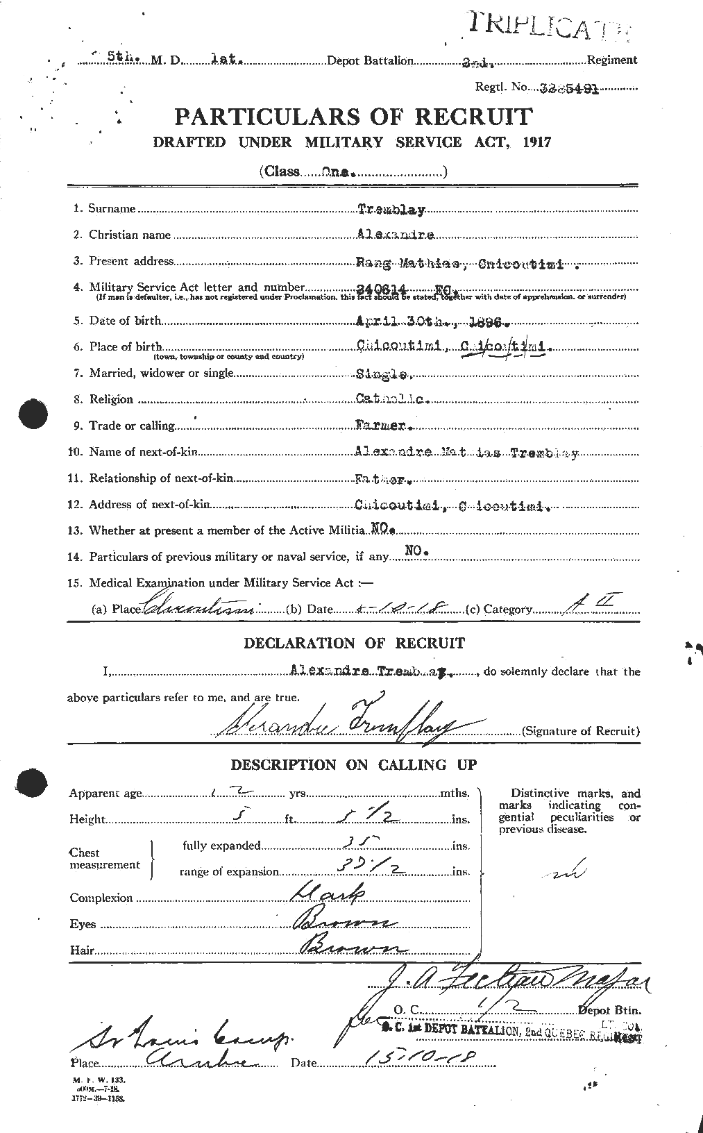 Personnel Records of the First World War - CEF 638910a