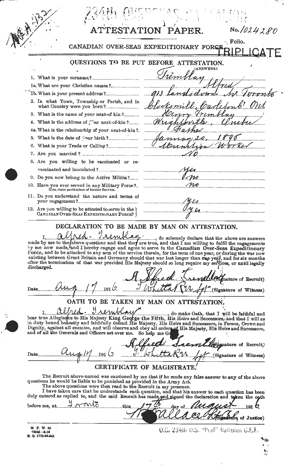 Personnel Records of the First World War - CEF 638913a