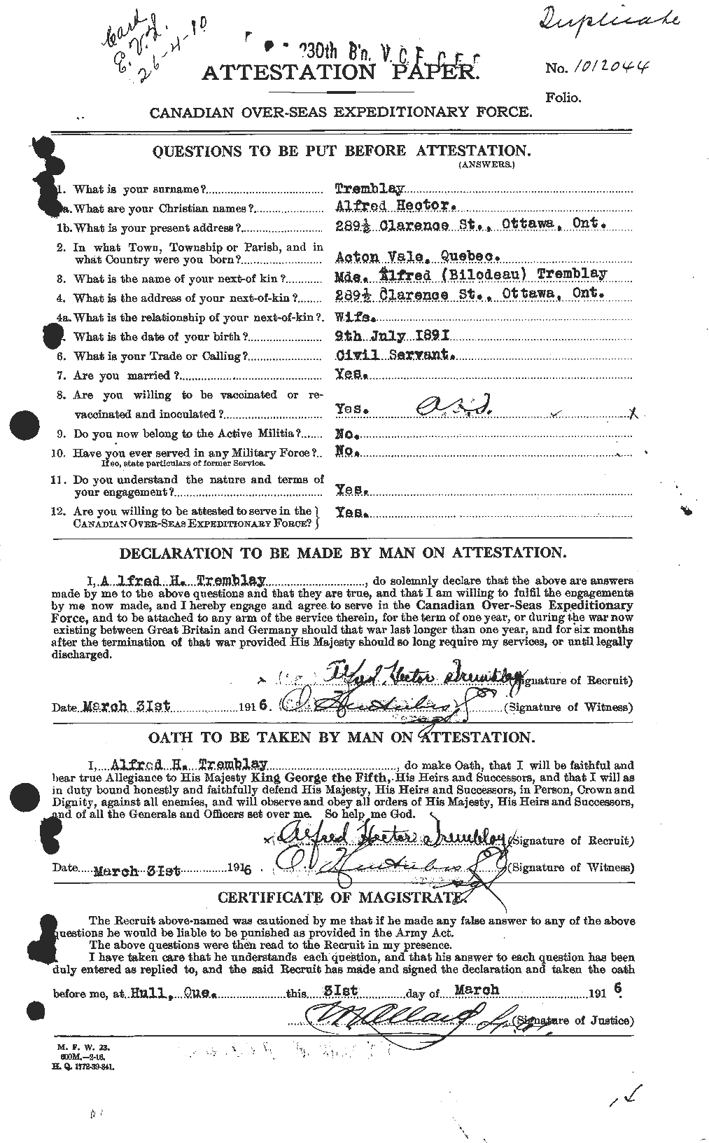 Personnel Records of the First World War - CEF 638926a