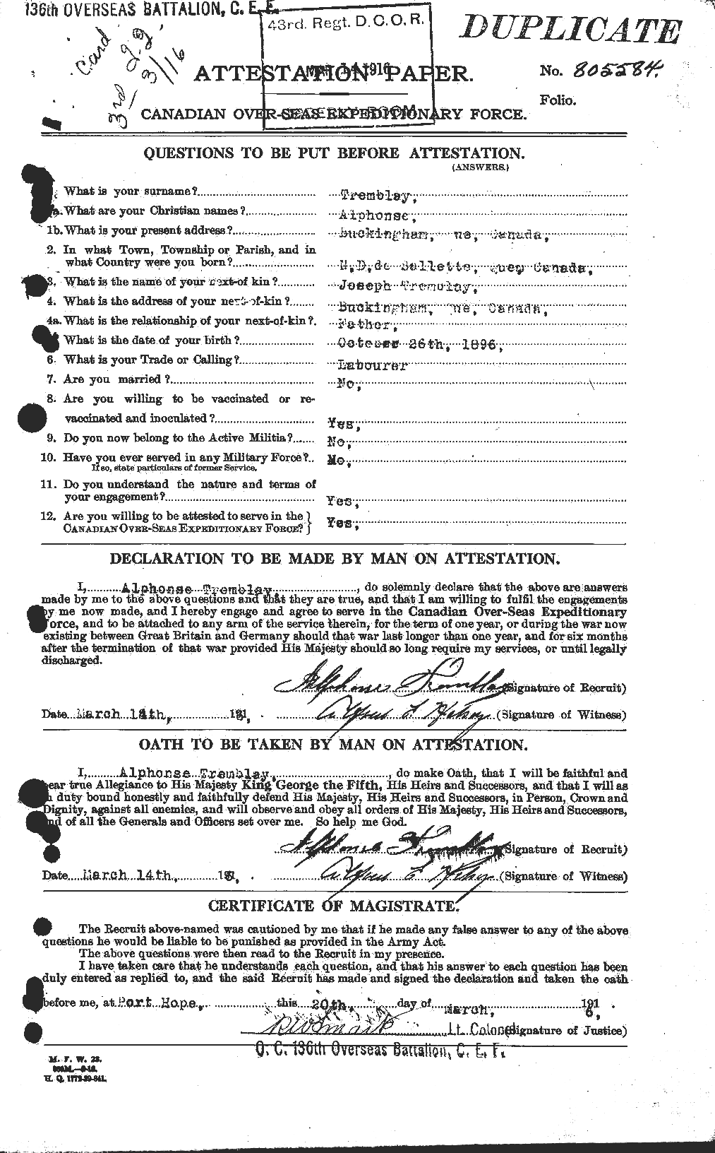 Personnel Records of the First World War - CEF 638930a