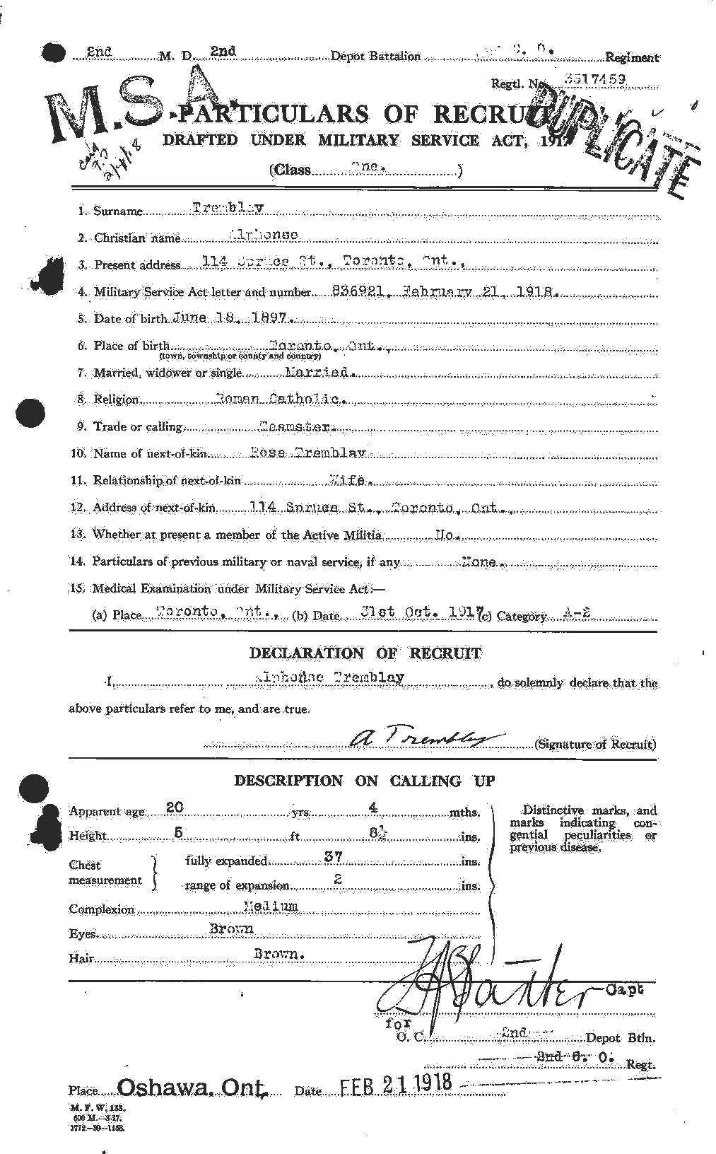 Personnel Records of the First World War - CEF 638932a