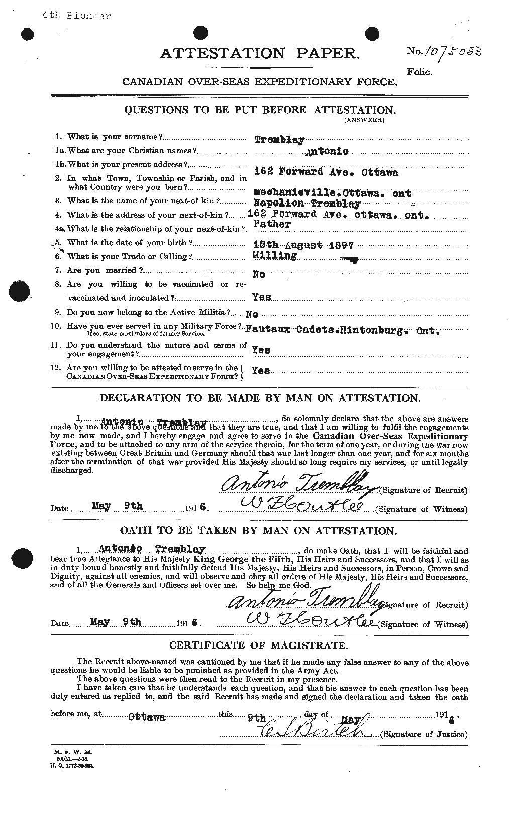 Personnel Records of the First World War - CEF 638946a