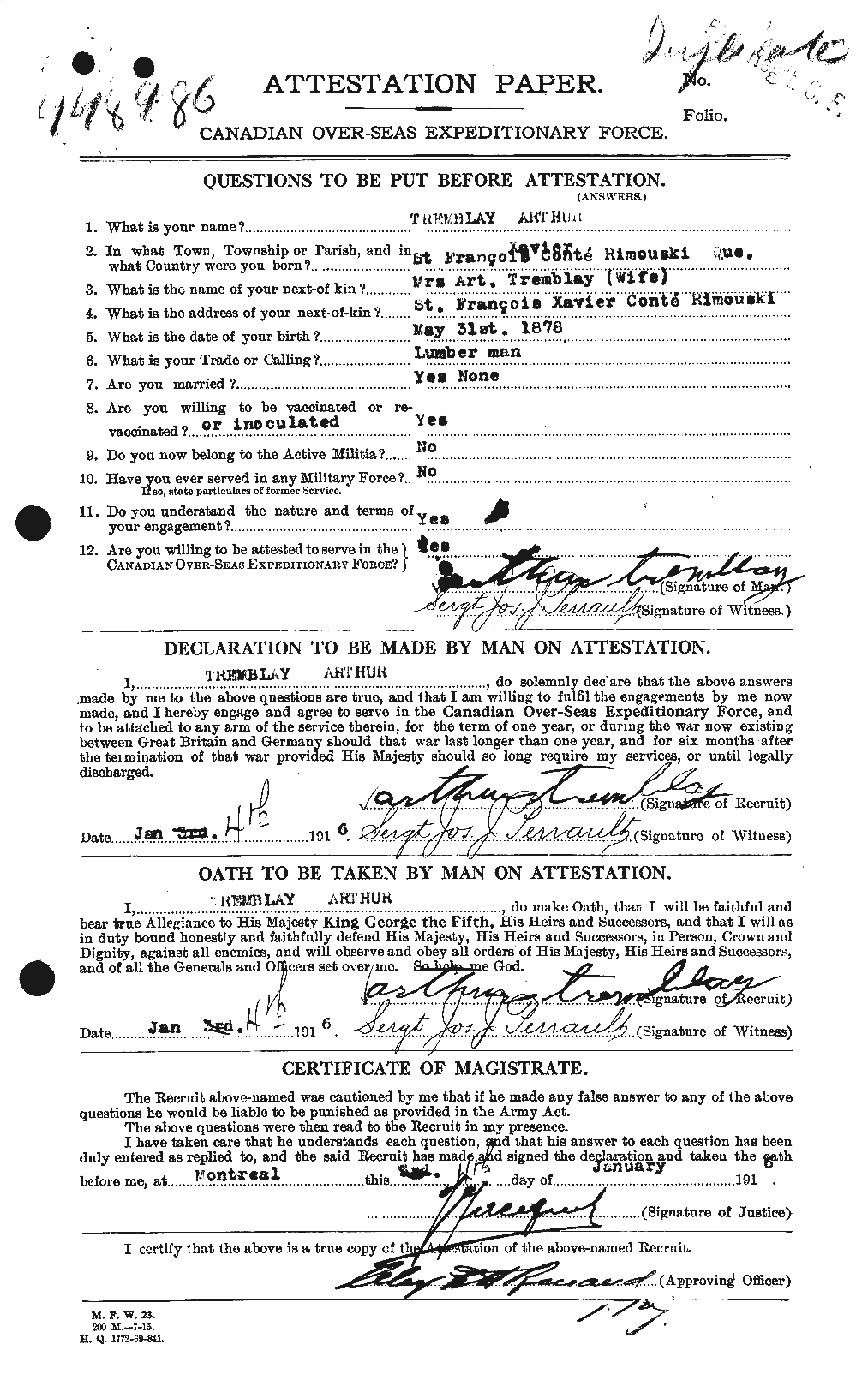 Personnel Records of the First World War - CEF 638966a