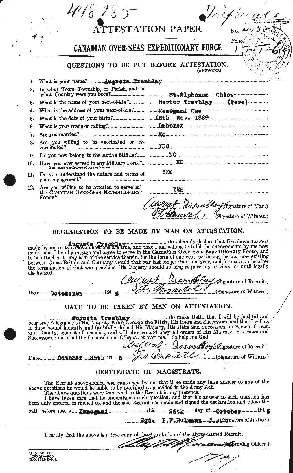 Personnel Records of the First World War - CEF 638975a