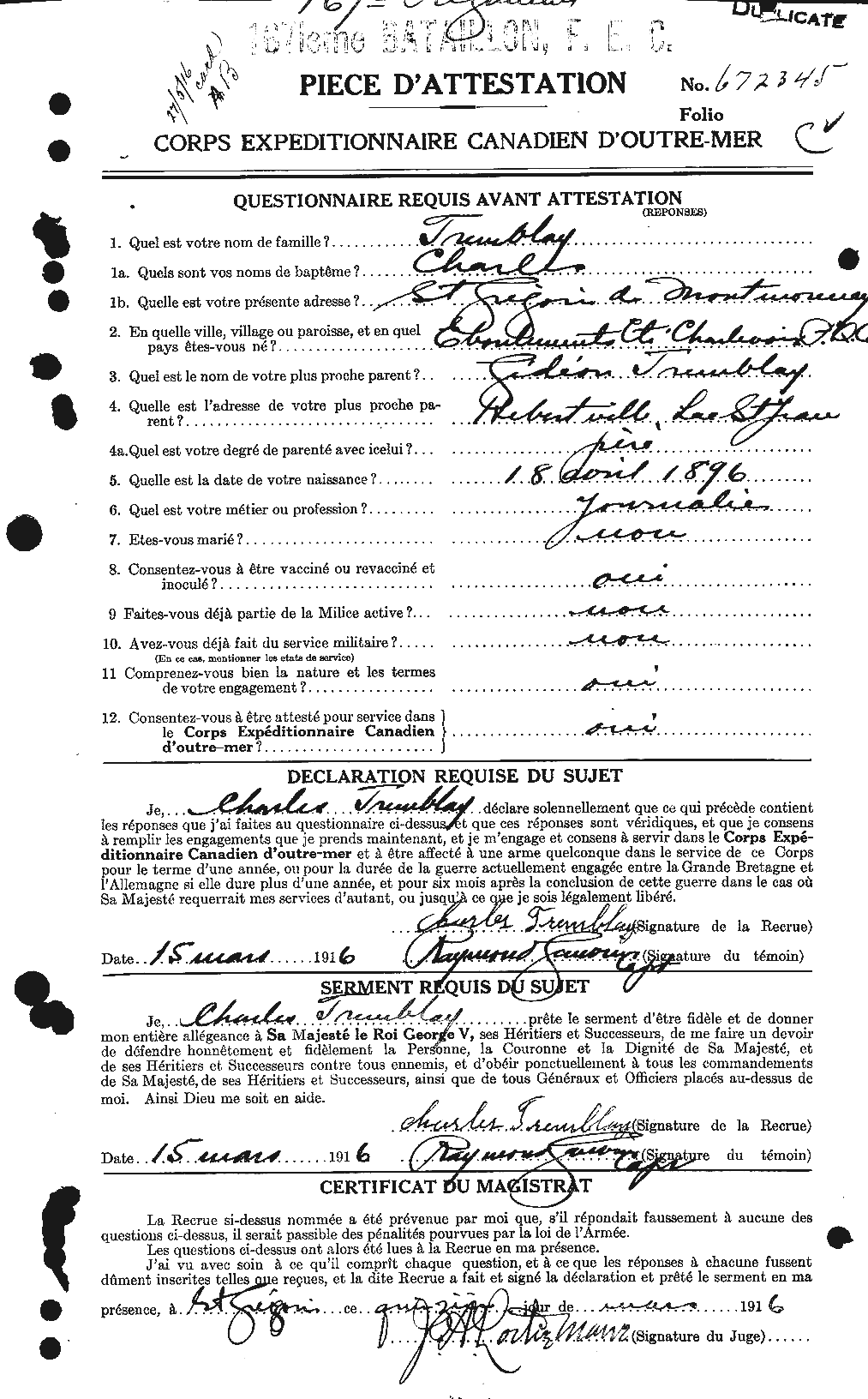 Personnel Records of the First World War - CEF 638982a