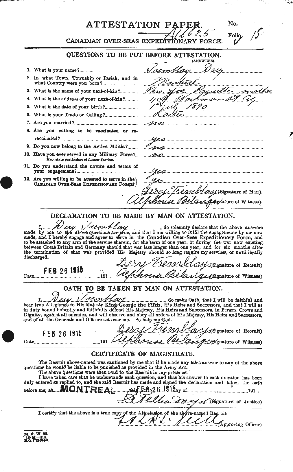 Personnel Records of the First World War - CEF 638993a