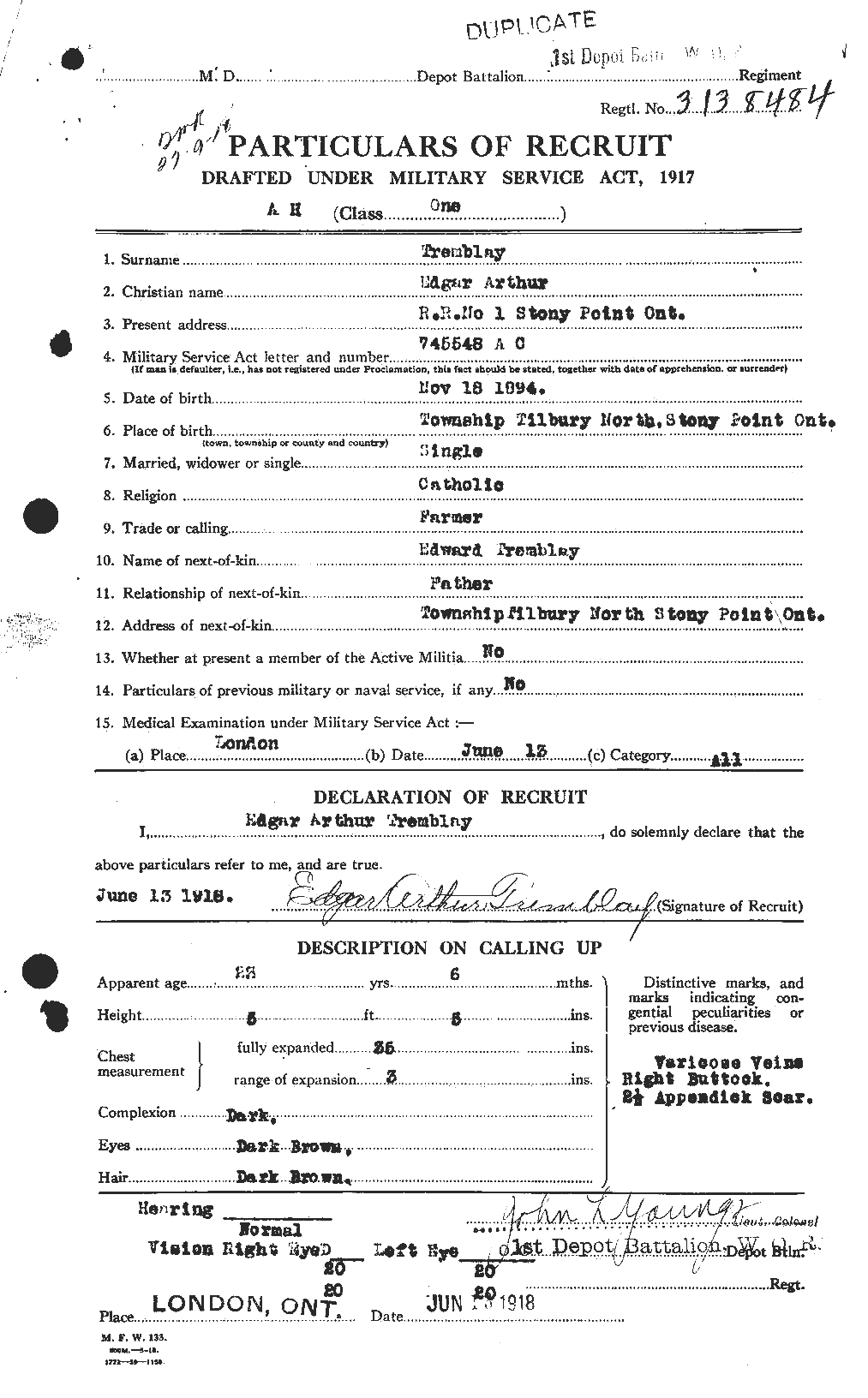 Personnel Records of the First World War - CEF 638999a