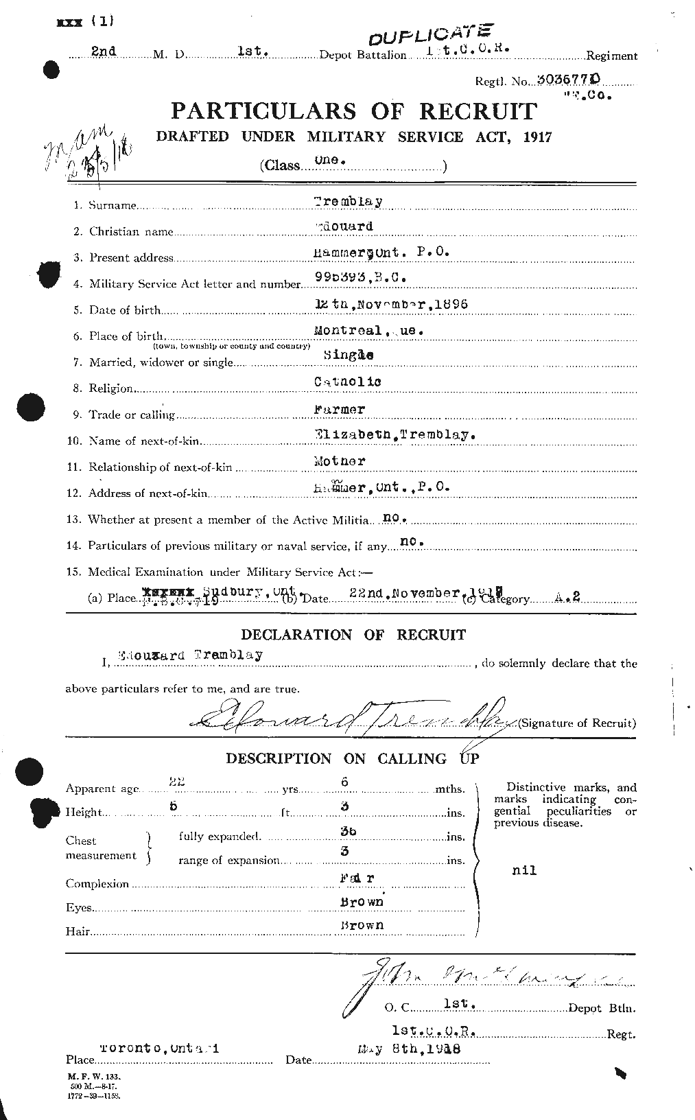 Personnel Records of the First World War - CEF 639008a
