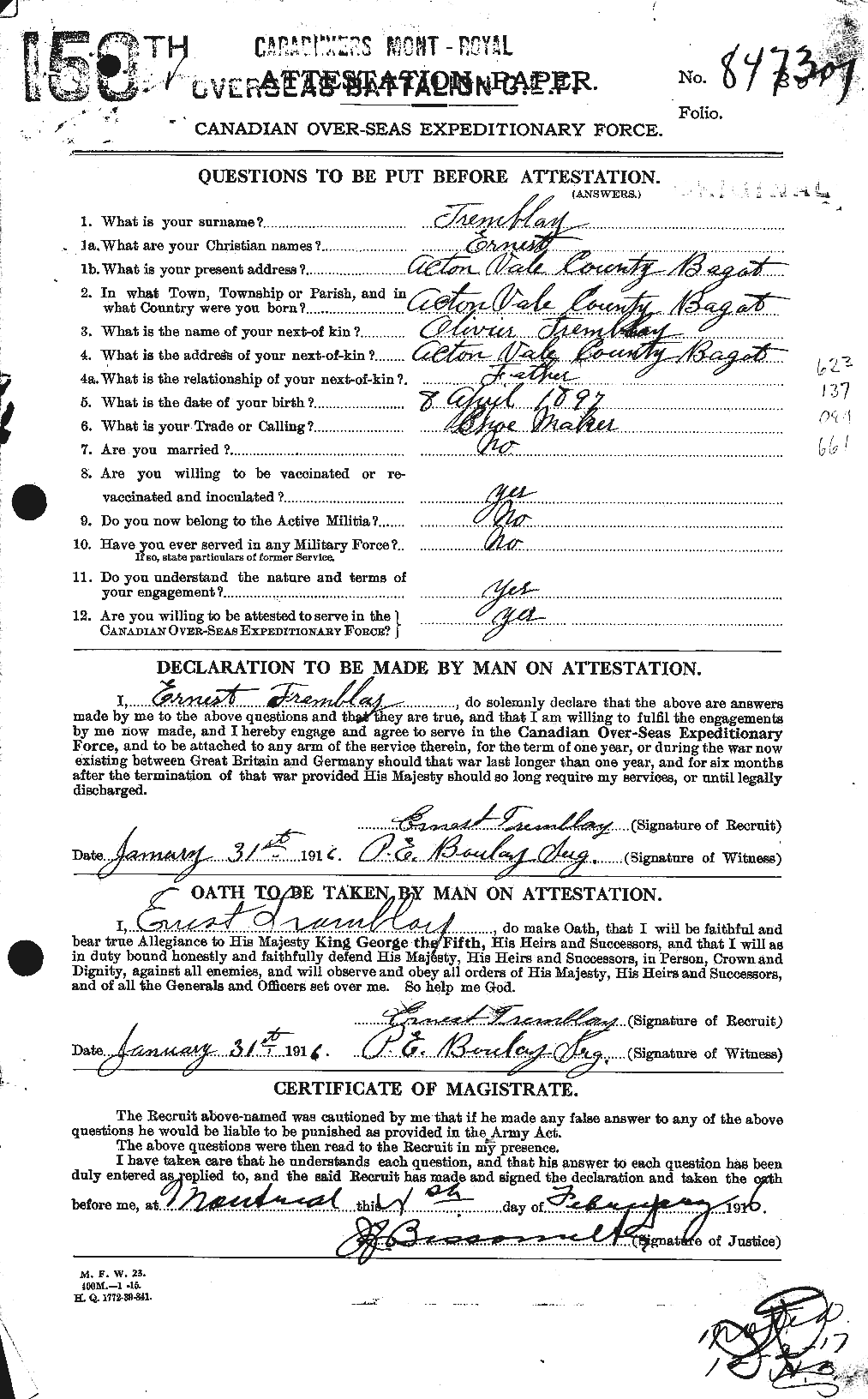 Personnel Records of the First World War - CEF 639029a