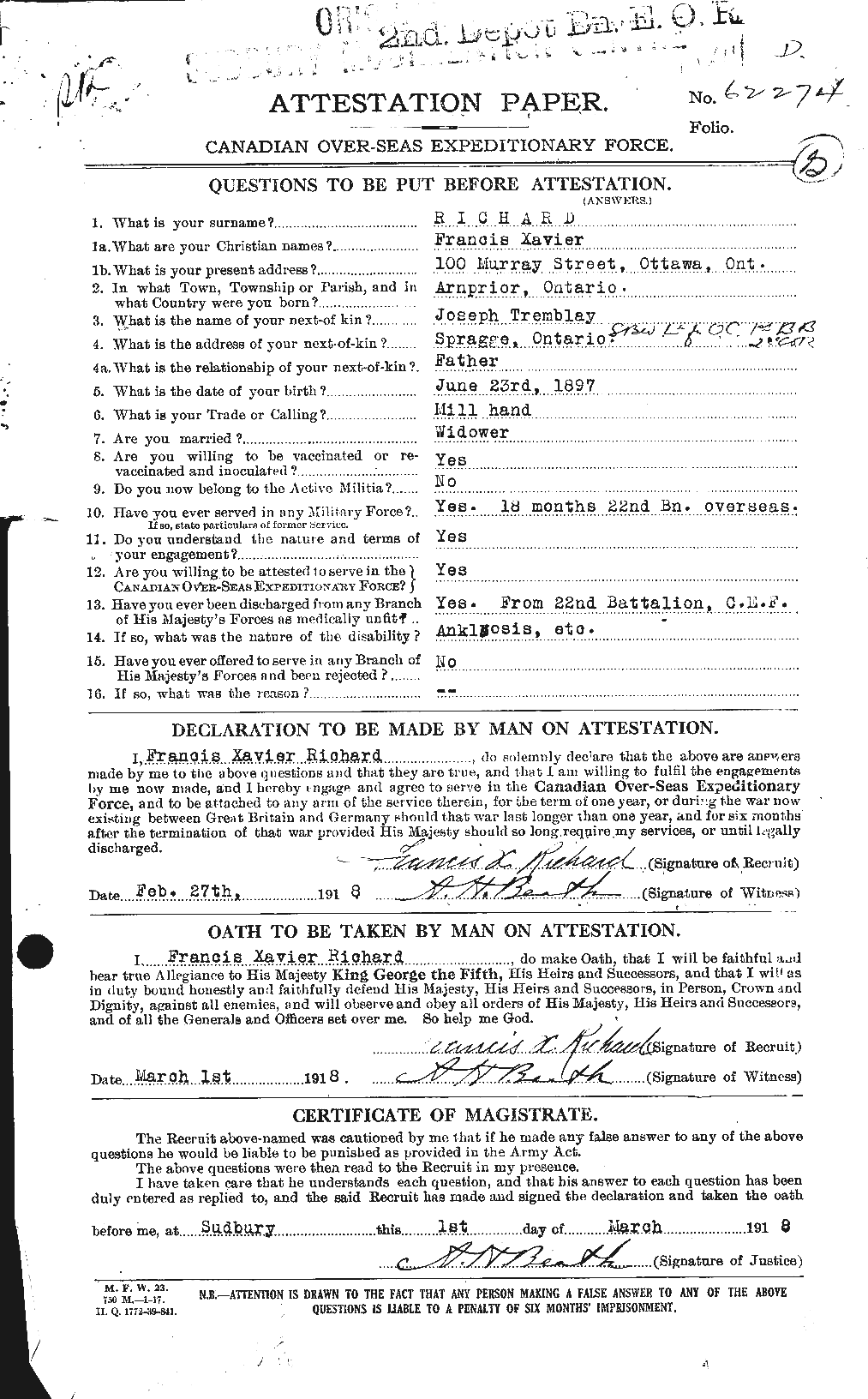 Personnel Records of the First World War - CEF 639044a