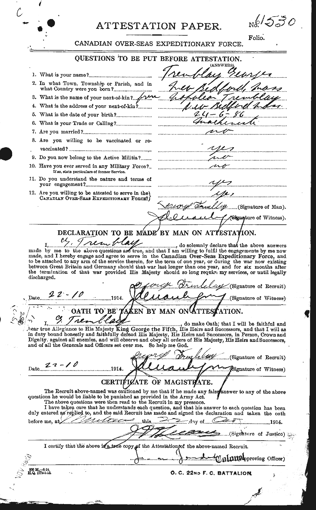 Personnel Records of the First World War - CEF 639060a