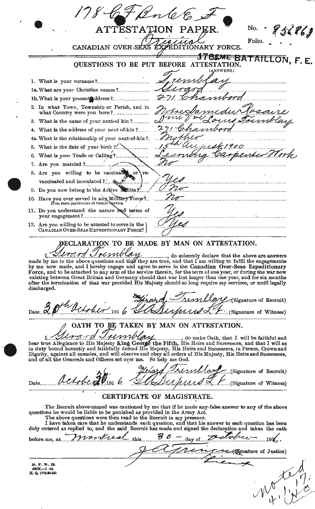 Personnel Records of the First World War - CEF 639071a