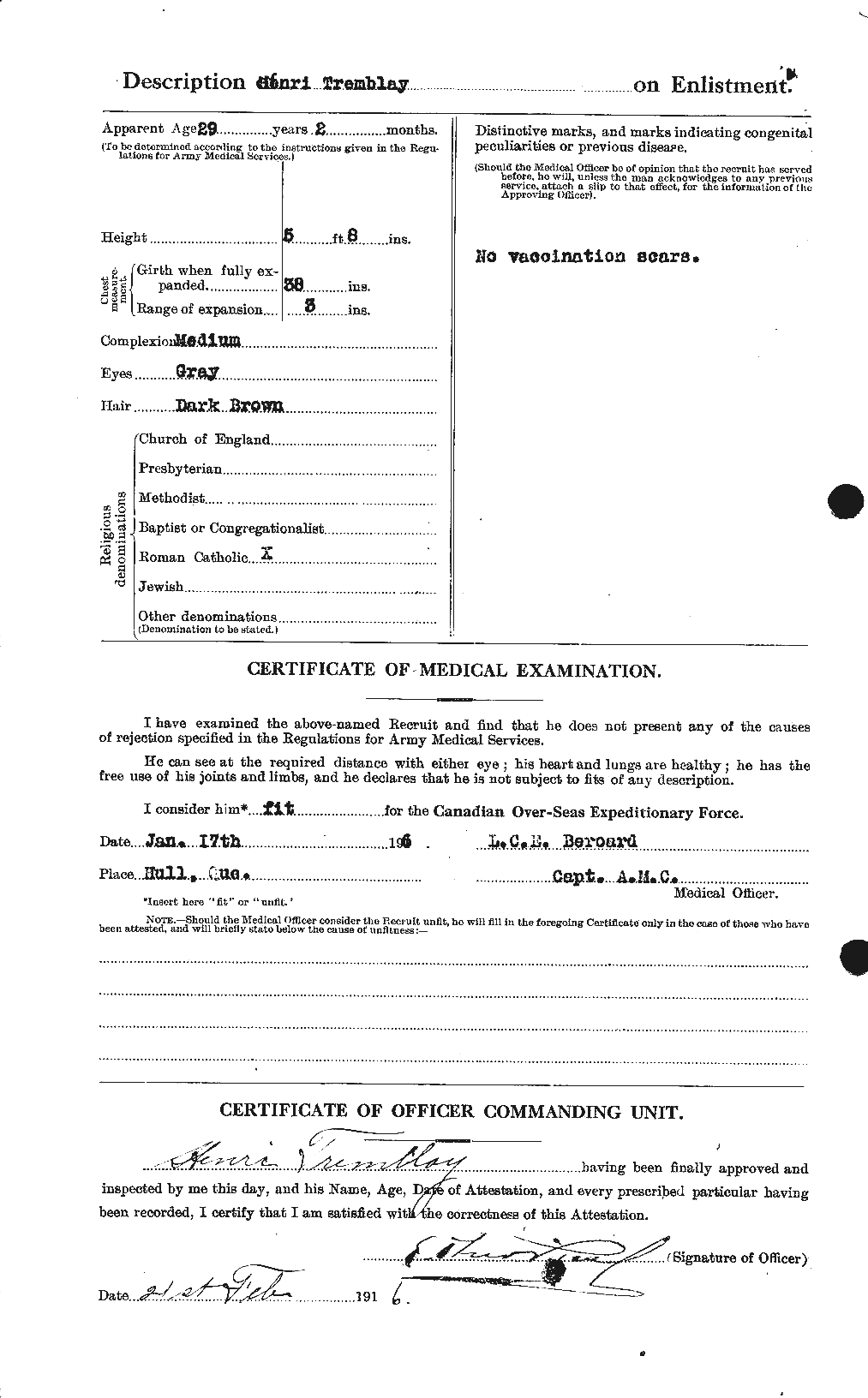 Dossiers du Personnel de la Première Guerre mondiale - CEC 639081b