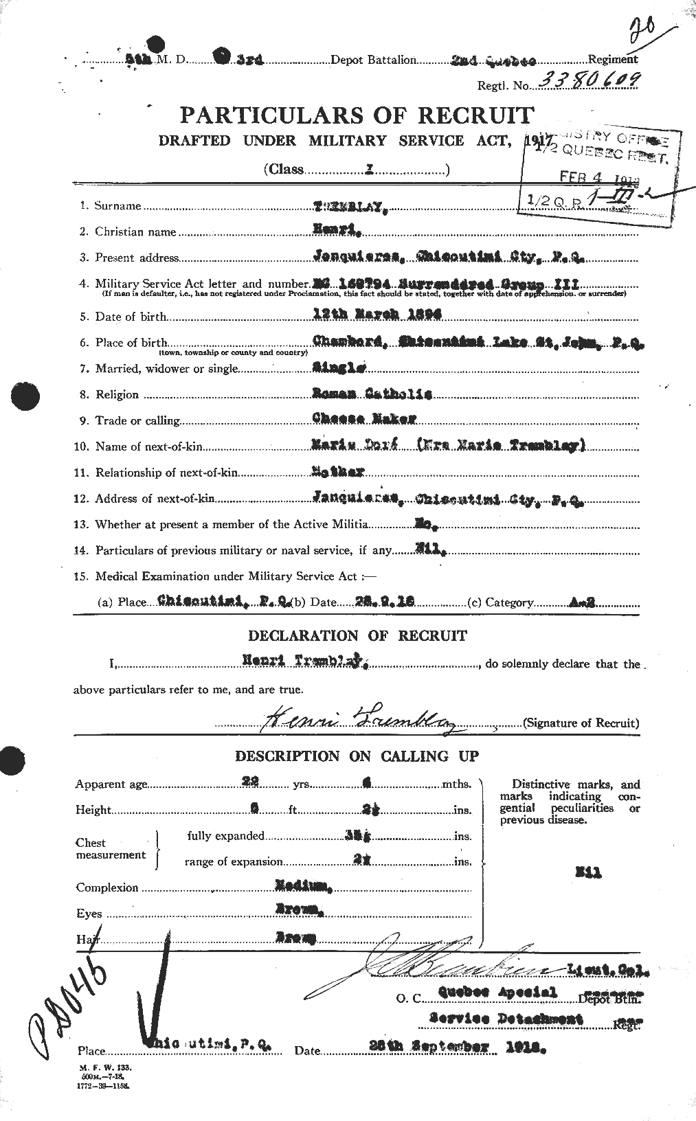 Personnel Records of the First World War - CEF 639082a