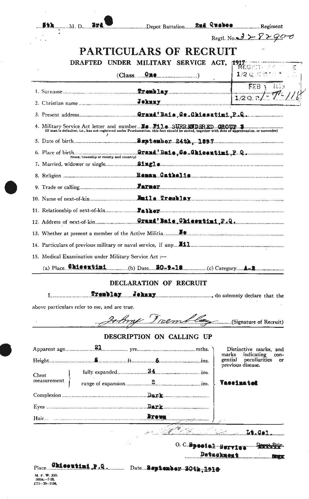 Personnel Records of the First World War - CEF 639102a