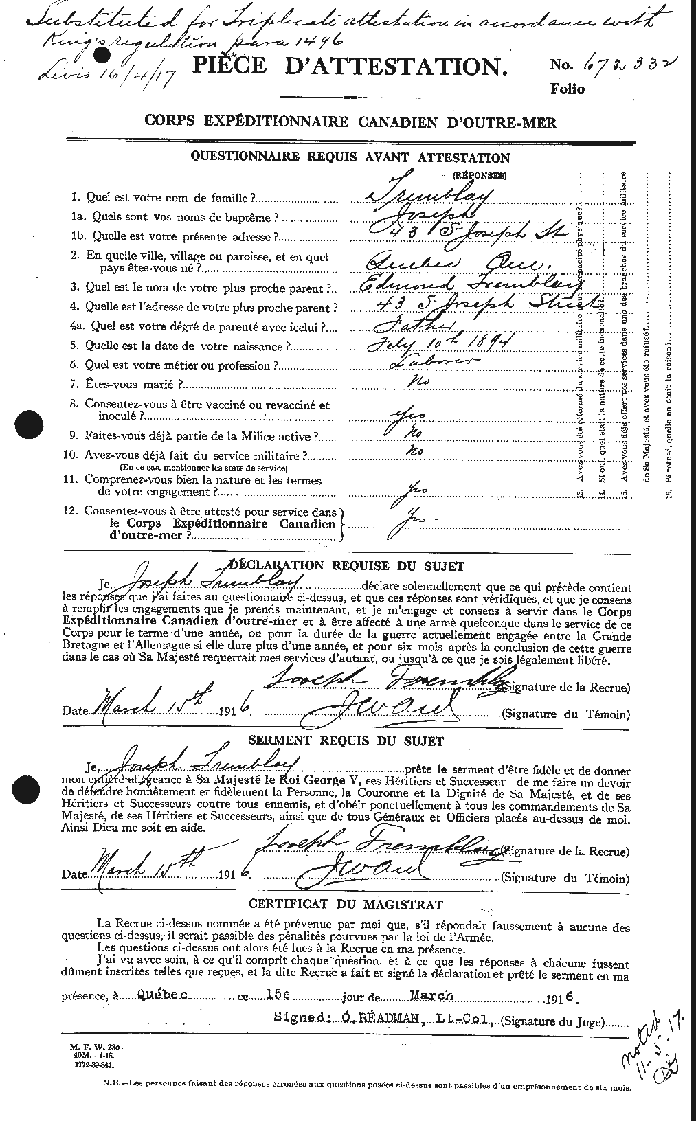 Personnel Records of the First World War - CEF 639129a