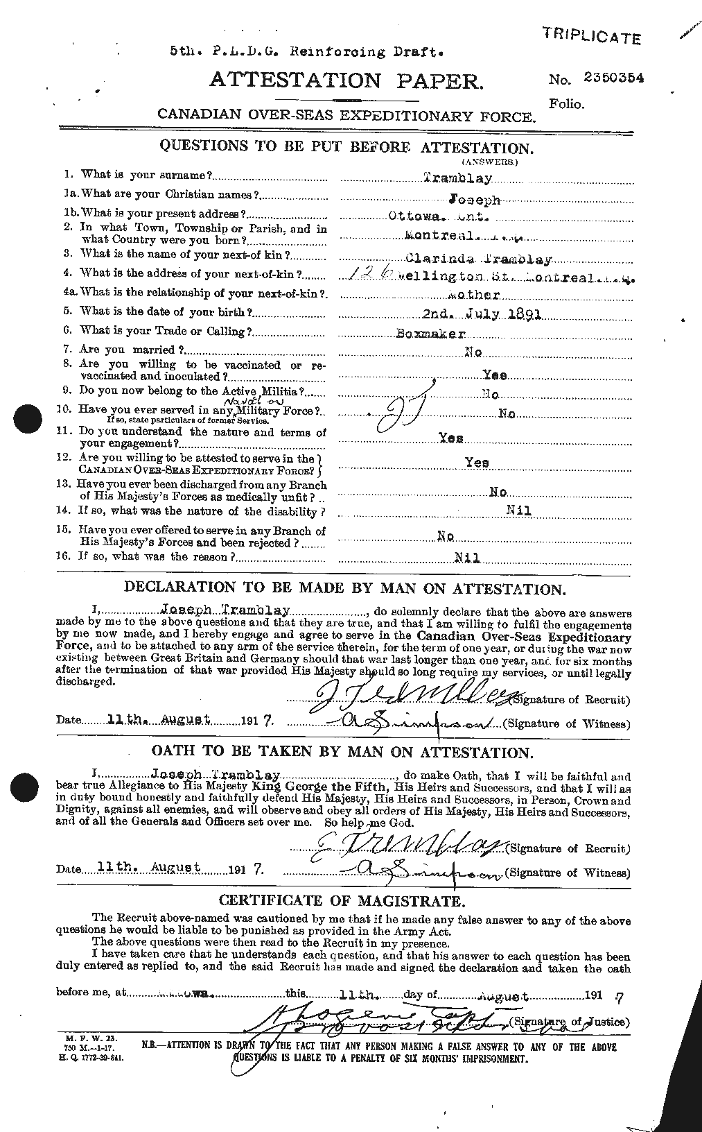 Personnel Records of the First World War - CEF 639133a