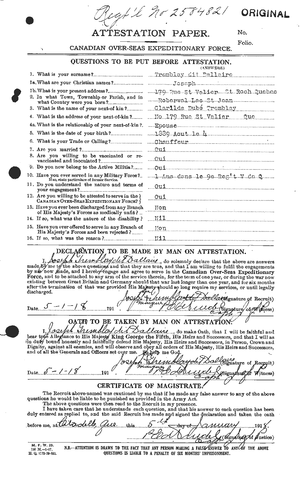 Personnel Records of the First World War - CEF 639137a