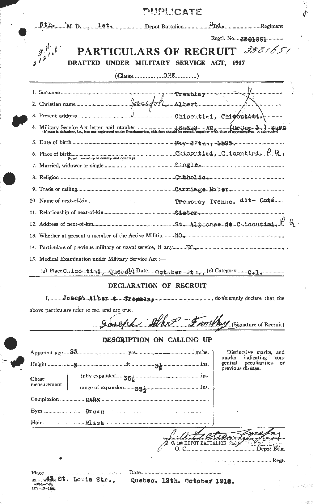 Personnel Records of the First World War - CEF 639138a