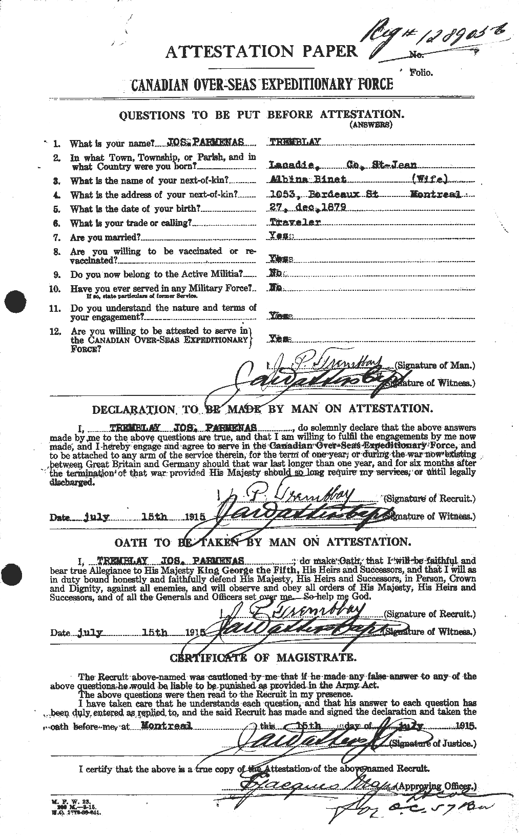 Personnel Records of the First World War - CEF 639164a