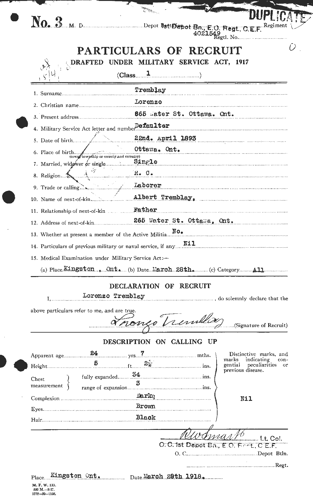 Personnel Records of the First World War - CEF 639182a
