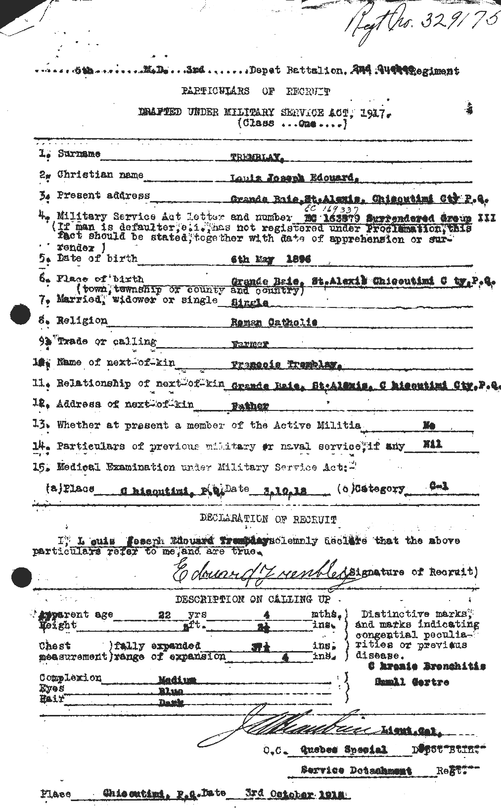 Personnel Records of the First World War - CEF 639192a