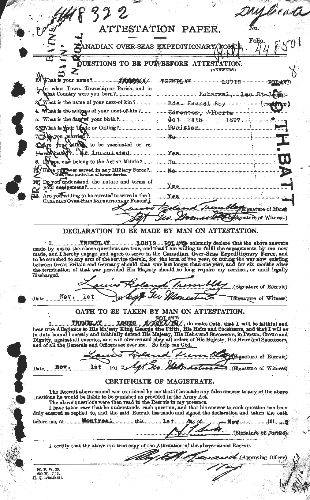 Personnel Records of the First World War - CEF 639194a