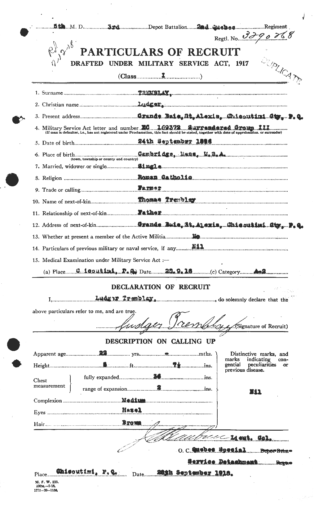 Personnel Records of the First World War - CEF 639197a