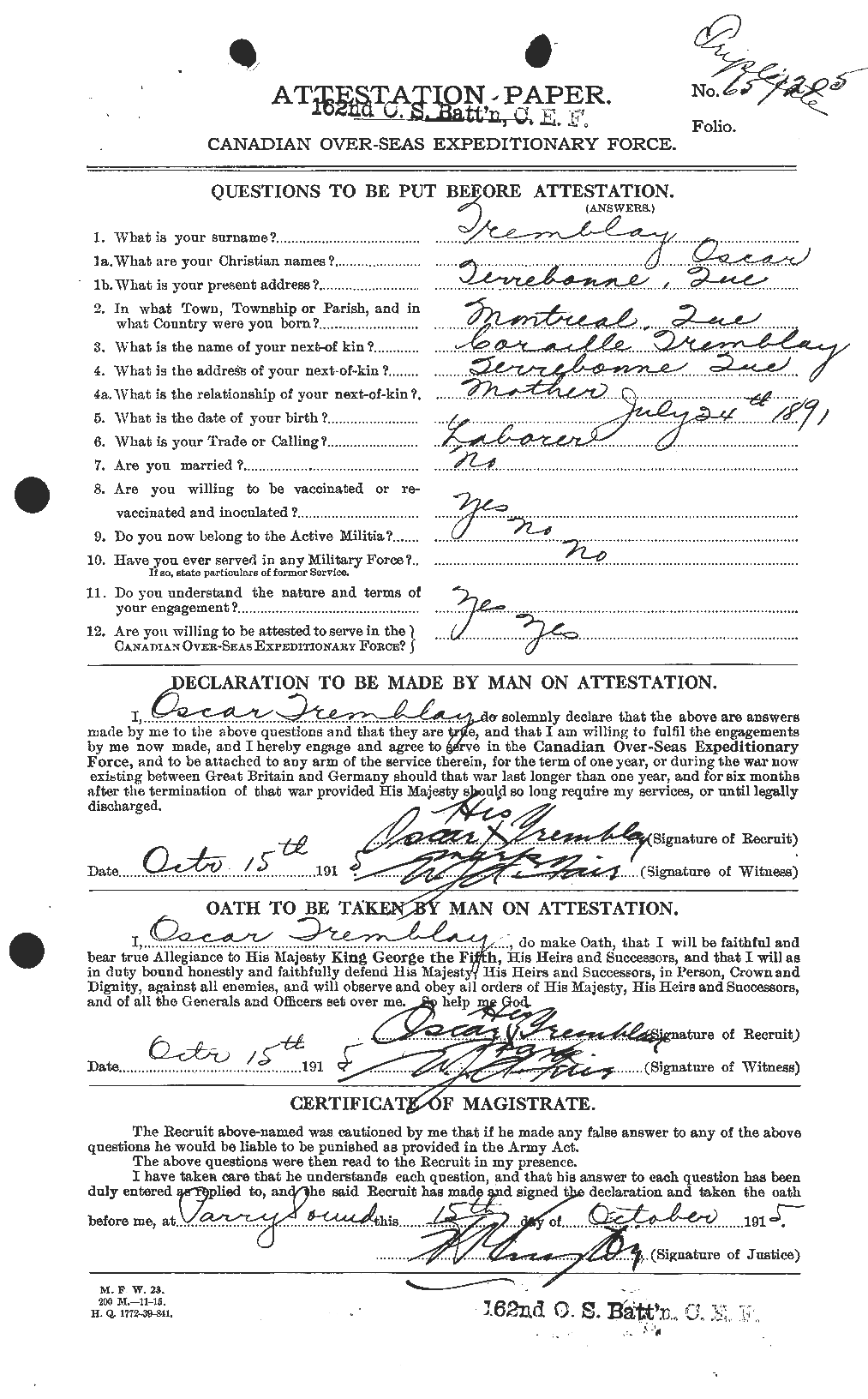 Personnel Records of the First World War - CEF 639219a