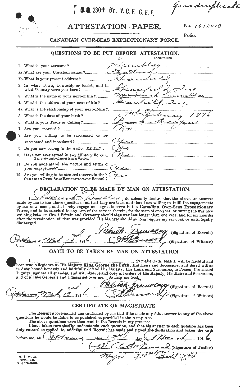 Personnel Records of the First World War - CEF 639227a
