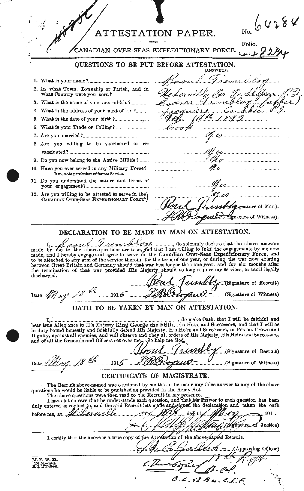 Personnel Records of the First World War - CEF 639247a