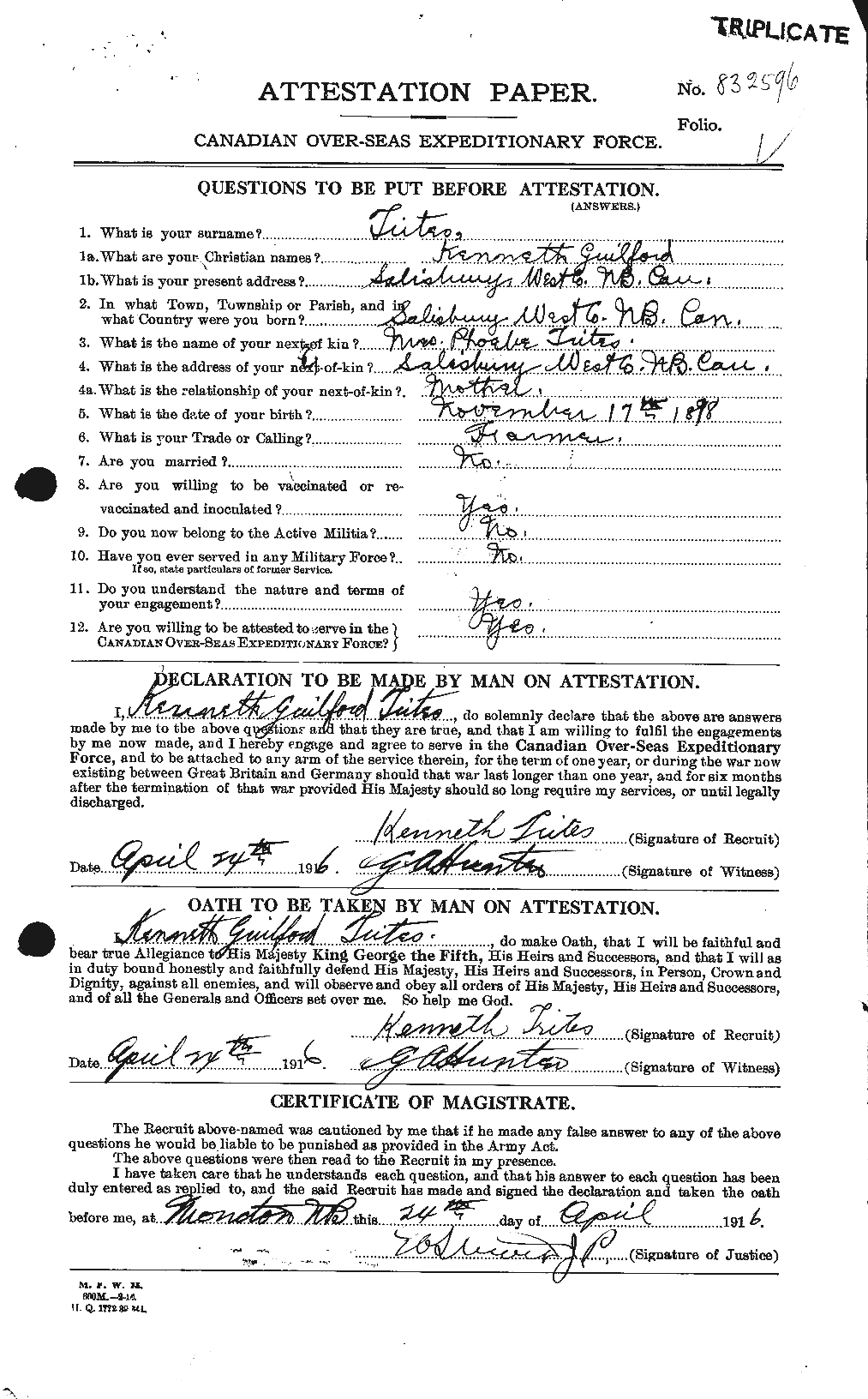 Personnel Records of the First World War - CEF 640153a