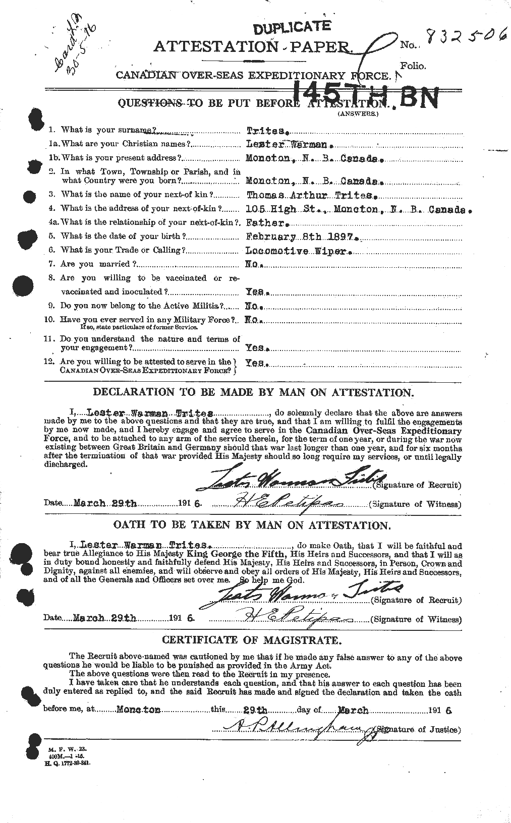 Personnel Records of the First World War - CEF 640155a