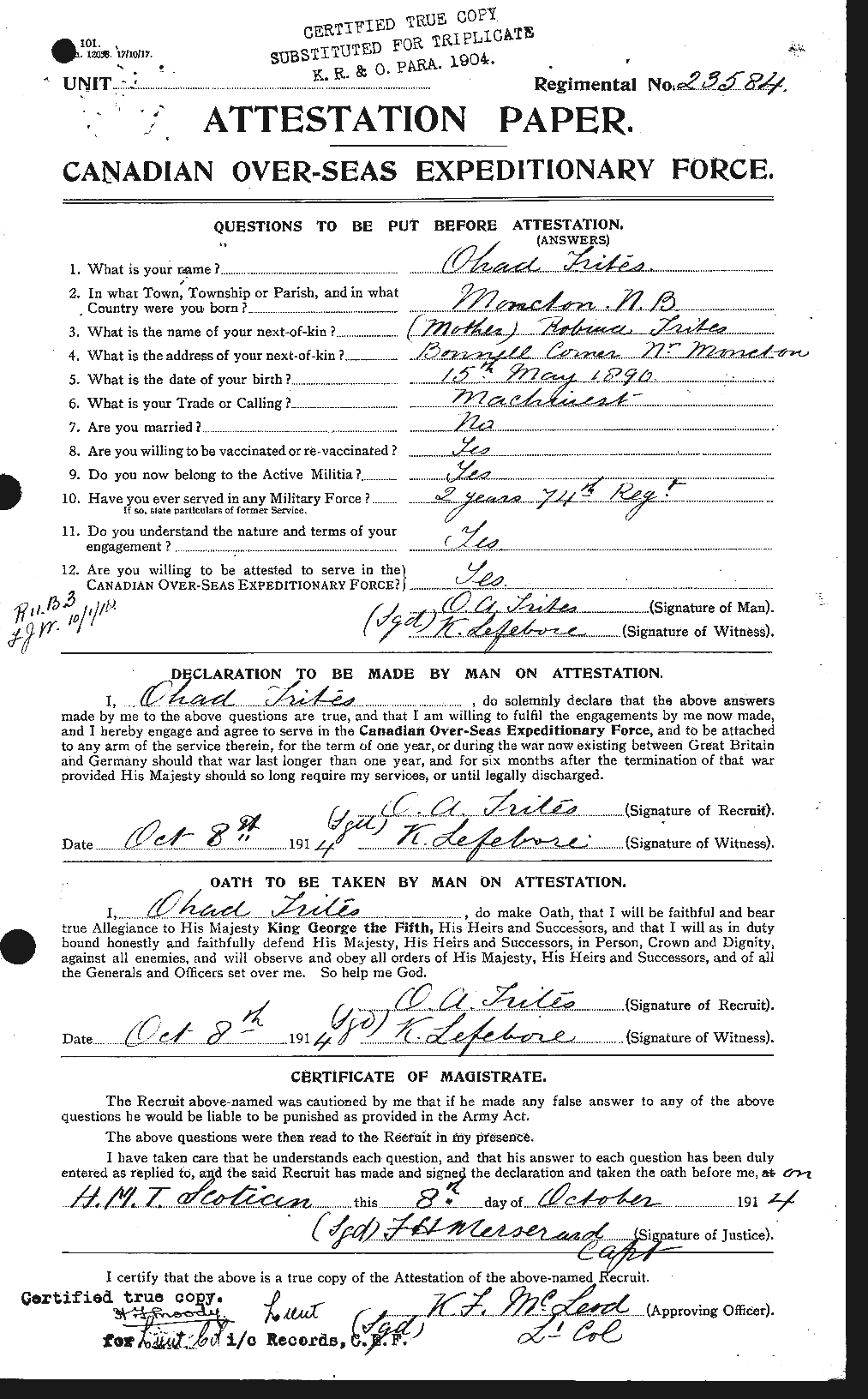 Personnel Records of the First World War - CEF 640158a