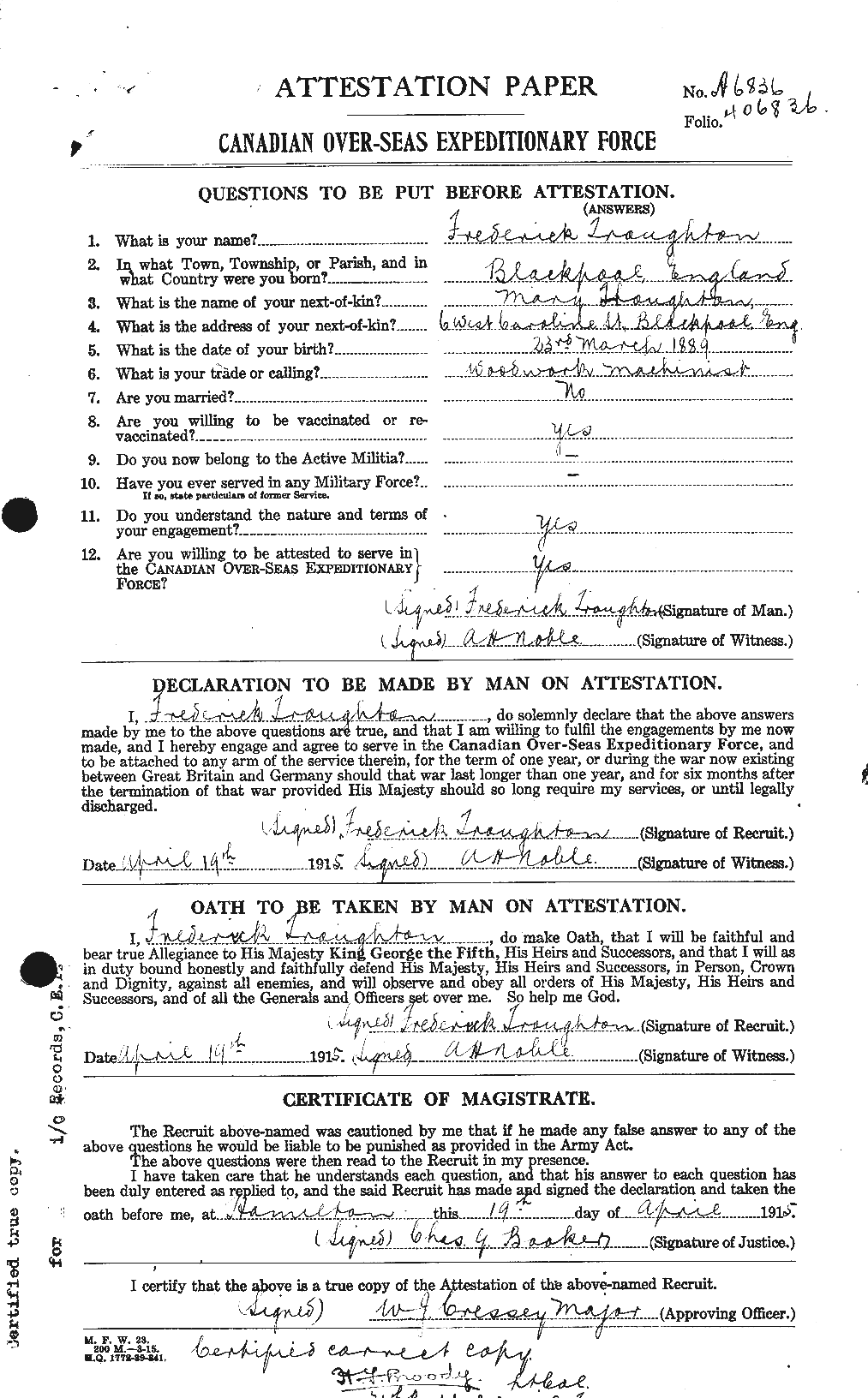 Personnel Records of the First World War - CEF 640437a