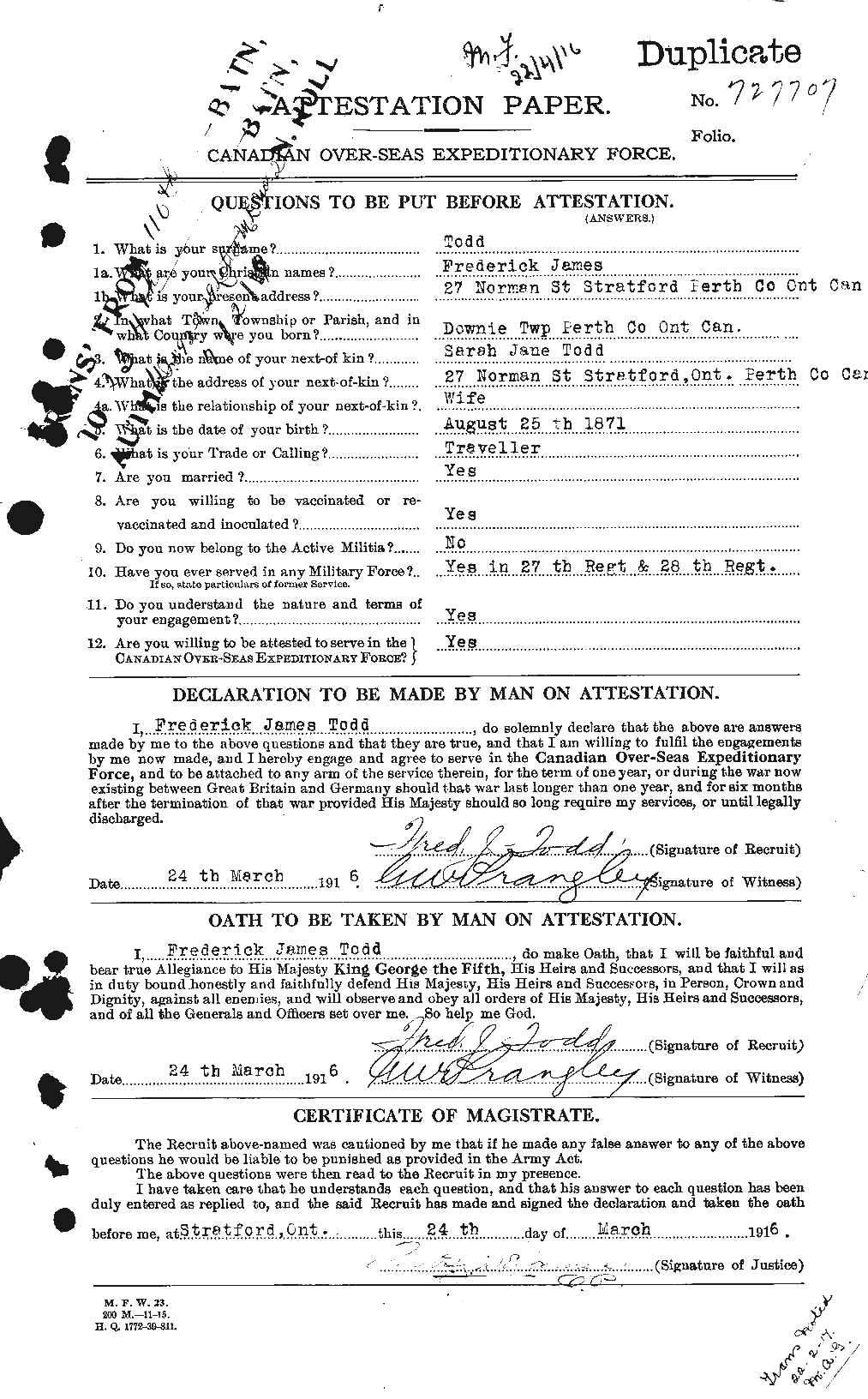 Personnel Records of the First World War - CEF 640718a