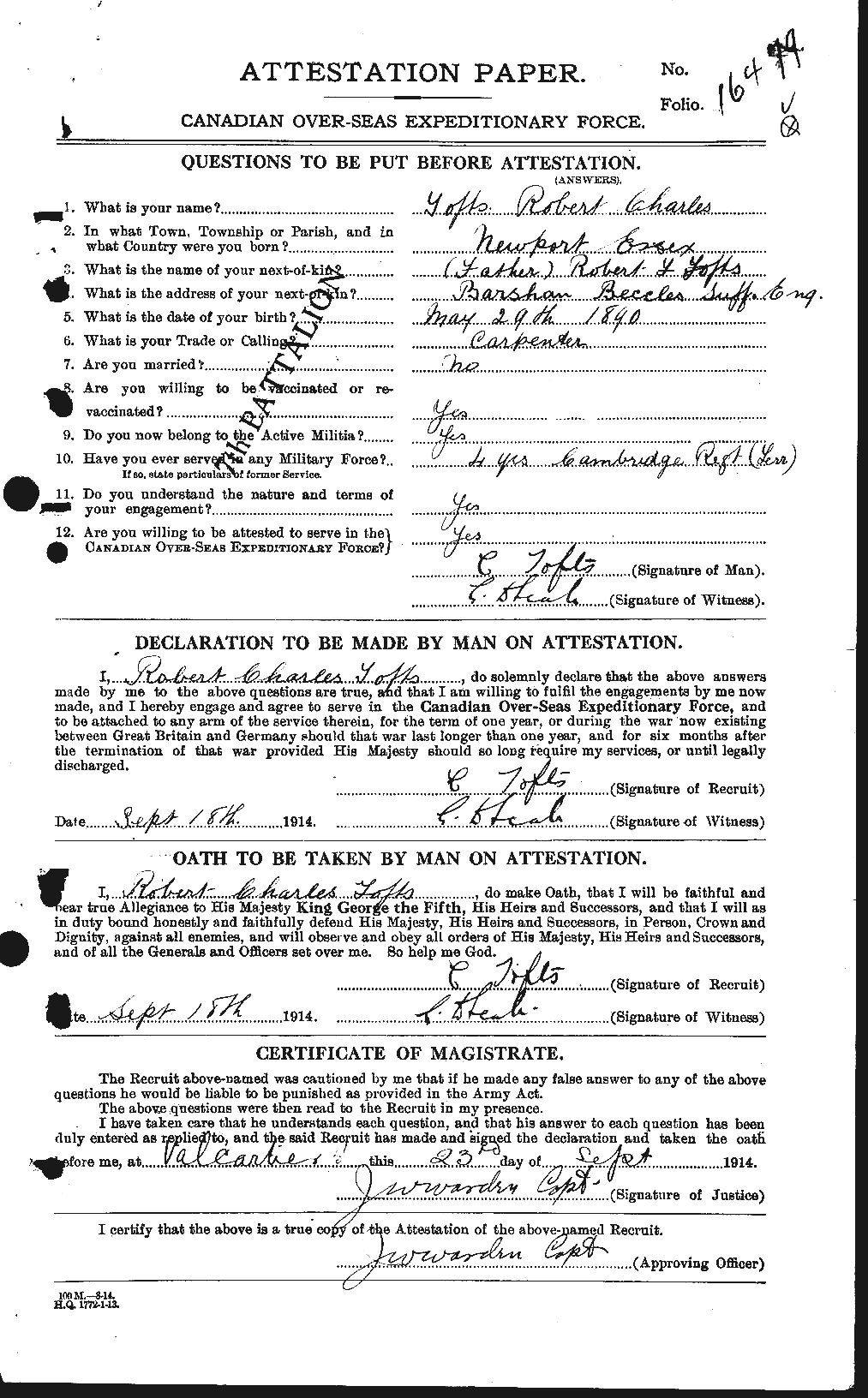 Personnel Records of the First World War - CEF 640954a