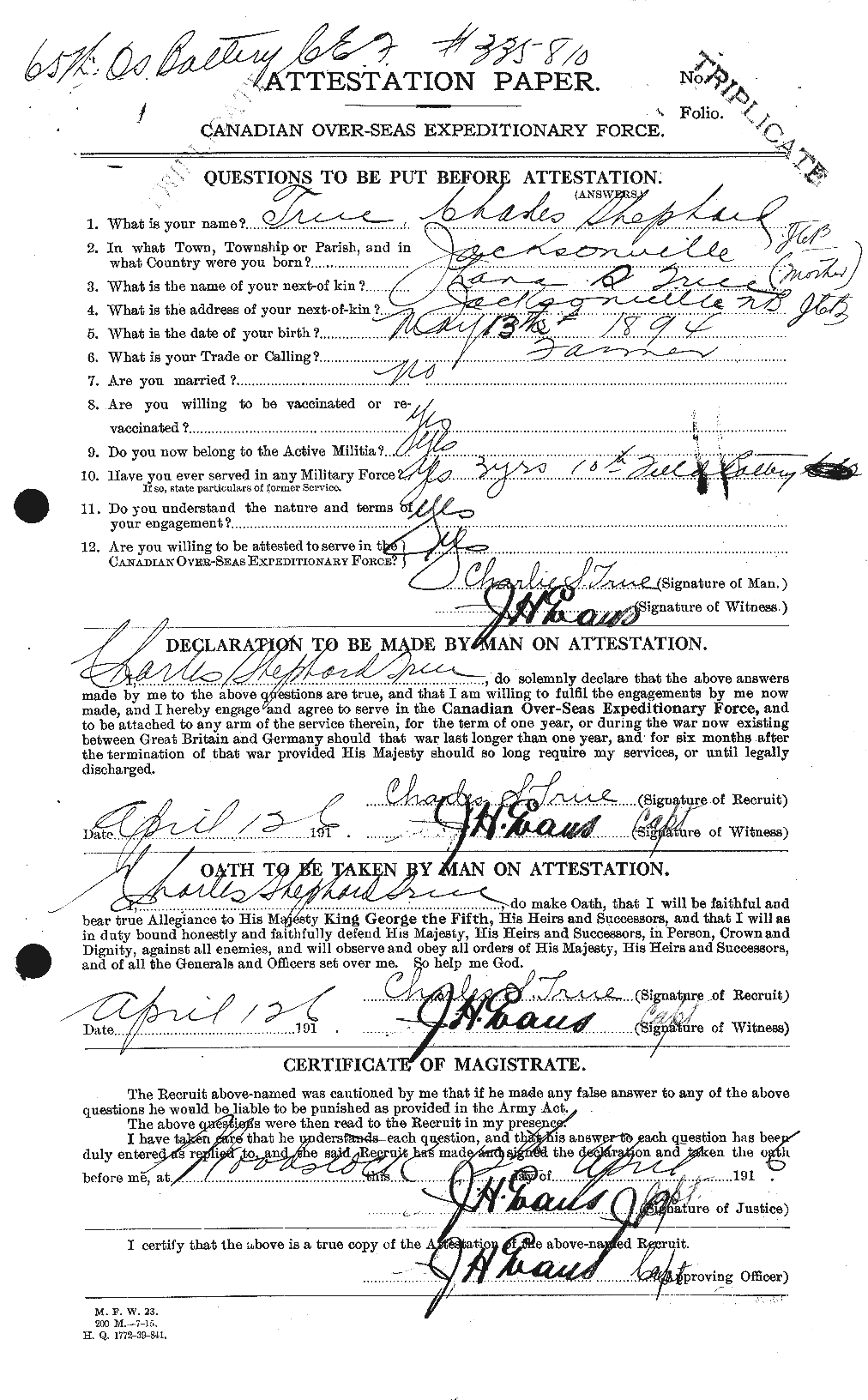 Personnel Records of the First World War - CEF 641427a
