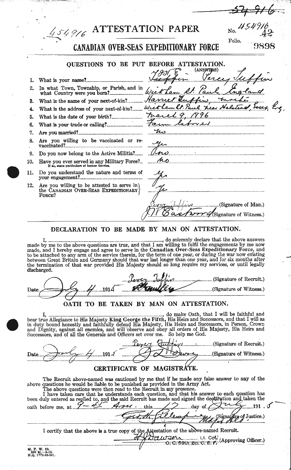 Personnel Records of the First World War - CEF 642996a